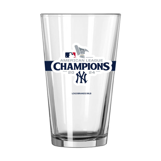 NY Yankees 2024 American League Champs 16oz Pint Glass - Logo Brands - Flyclothing LLC