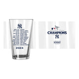 NY Yankees 2024 American League Champs 16oz Roster Pint Glass - Logo Brands - Flyclothing LLC