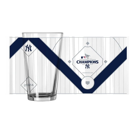 NY Yankees 2024 American League Champs 16oz Wrap Pint Glass - Logo Brands - Flyclothing LLC