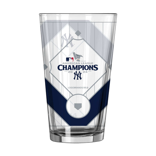 NY Yankees 2024 American League Champs 16oz Wrap Pint Glass - Logo Brands - Flyclothing LLC