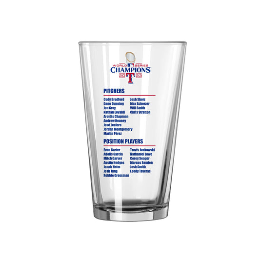 Texas Rangers 16oz 2023 World Series Champions Roster Pint Glass