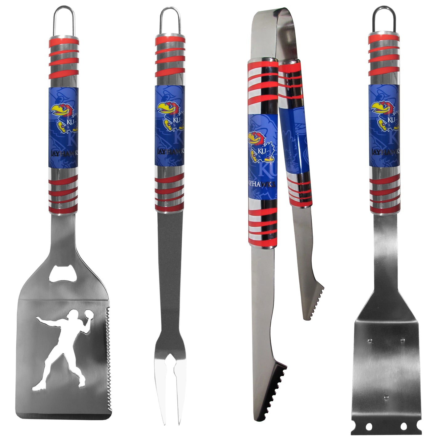 Kansas Jayhawks 4 pc Steel Grill Tool Set