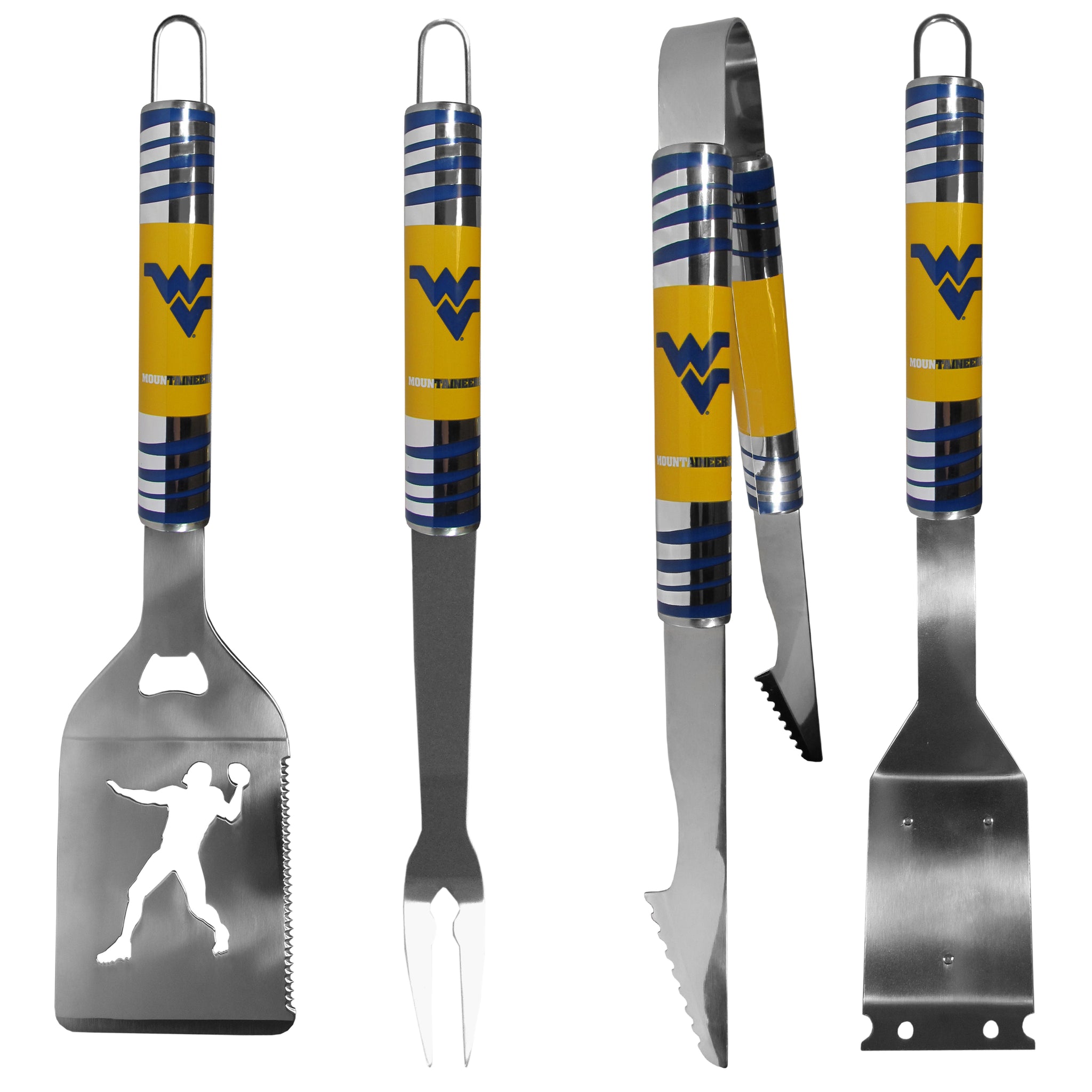 W. Virginia Mountaineers 4 pc Steel Grill Tool Set