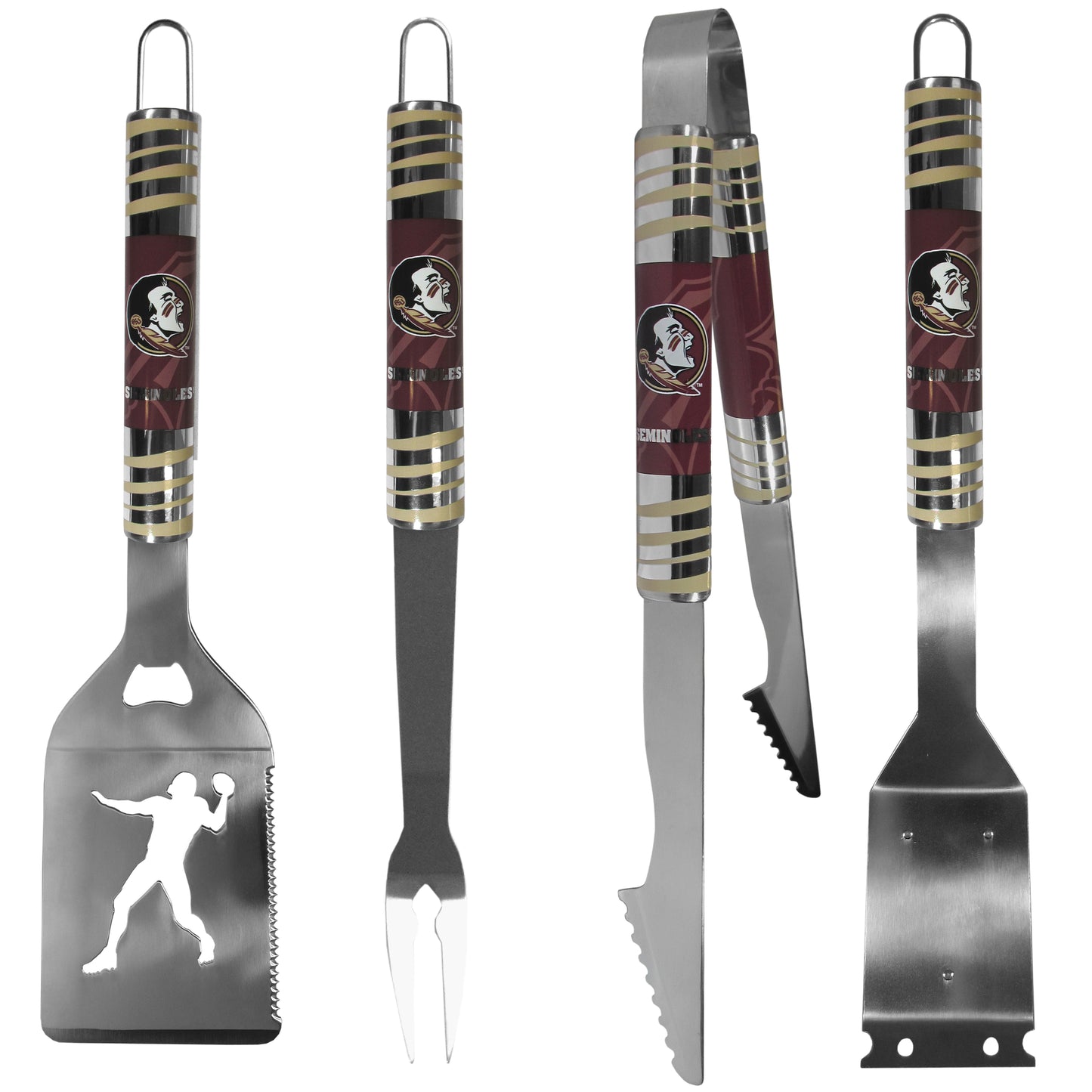Florida St. Seminoles 4 pc Steel Grill Tool Set