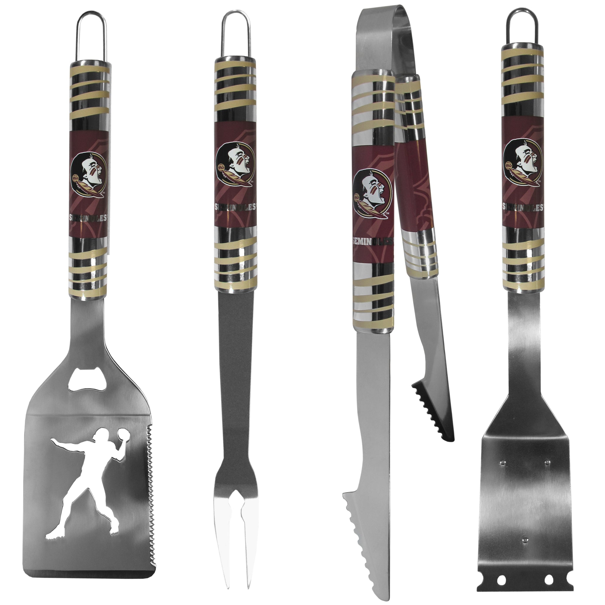 Florida St. Seminoles 4 pc Steel Grill Tool Set