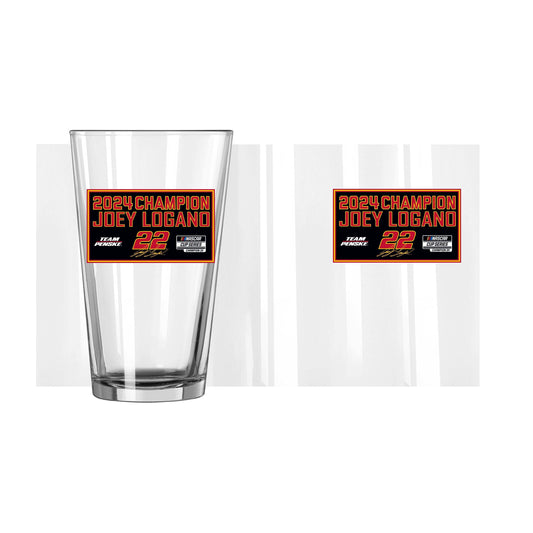 Joey Logano 2024 Nascar Cup Champions 16oz Pint Glass - Logo Brands - Flyclothing LLC