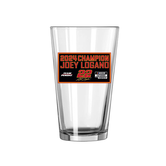 Joey Logano 2024 Nascar Cup Champions 16oz Pint Glass - Logo Brands - Flyclothing LLC