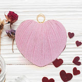 Sparkle Fabric Heart Fold Clutch / Evening Bag / Crossbody Bag - Madeline Love - Flyclothing LLC