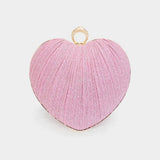 Sparkle Fabric Heart Fold Clutch / Evening Bag / Crossbody Bag - Madeline Love - Flyclothing LLC