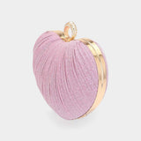 Sparkle Fabric Heart Fold Clutch / Evening Bag / Crossbody Bag - Madeline Love - Flyclothing LLC