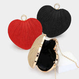 Sparkle Fabric Heart Fold Clutch / Evening Bag / Crossbody Bag - Madeline Love - Flyclothing LLC