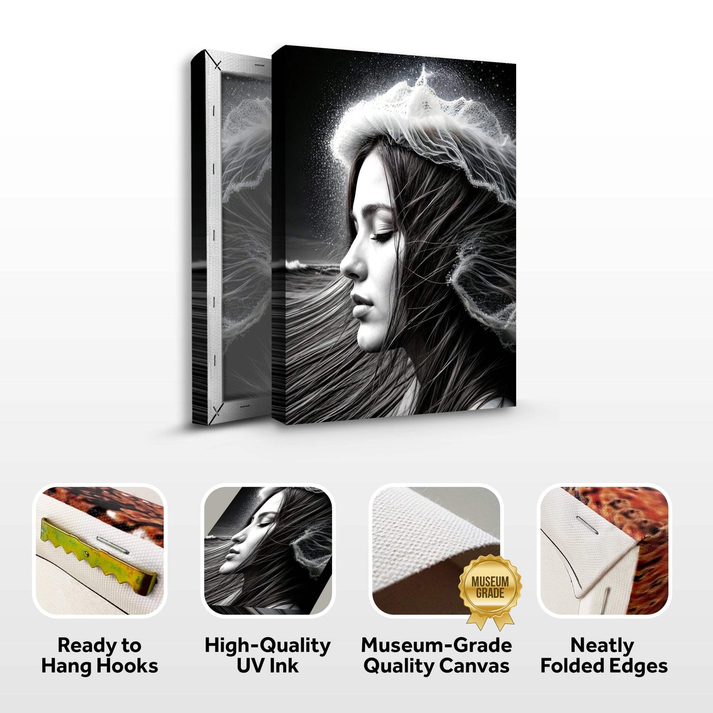 Monochrome Serene Woman Wall Art - Tailored Canvases - Flyclothing LLC