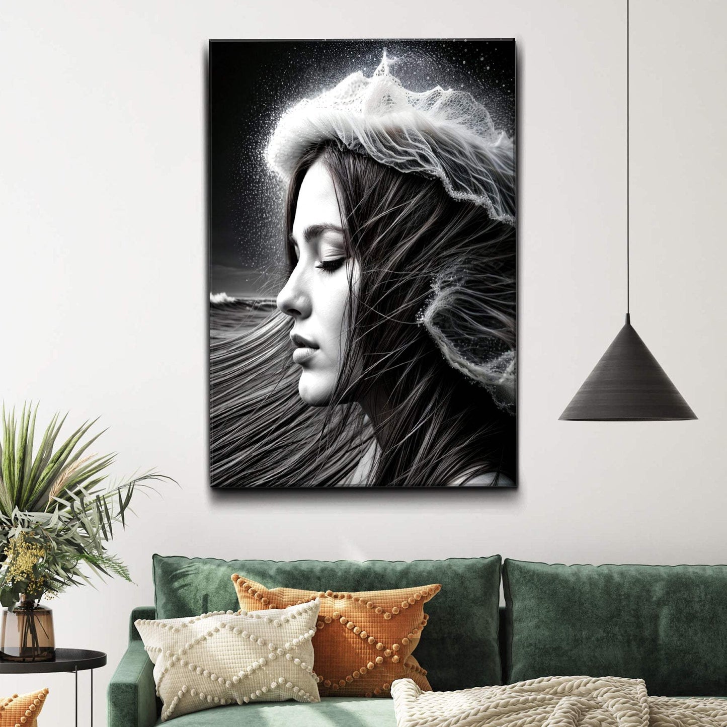 Monochrome Serene Woman Wall Art - Tailored Canvases - Flyclothing LLC