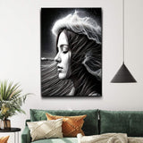 Monochrome Serene Woman Wall Art - Tailored Canvases - Flyclothing LLC