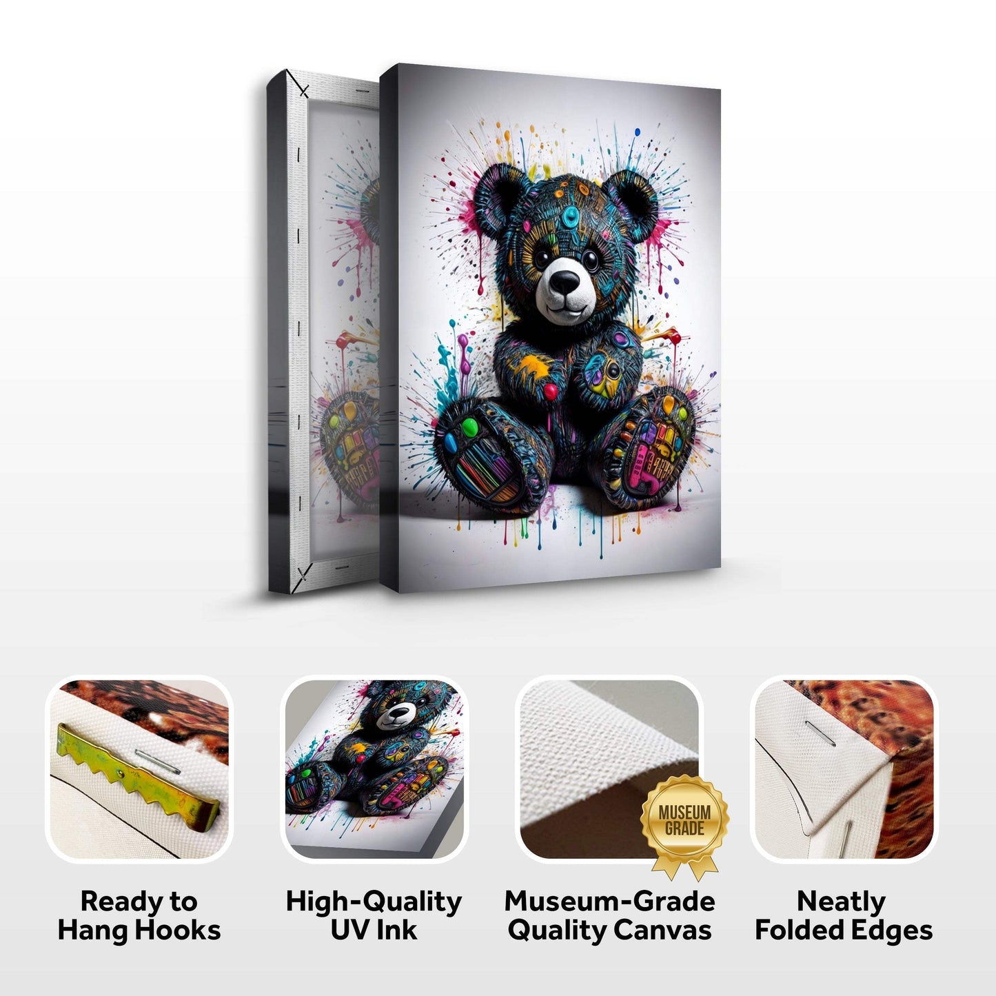 Cool Pop Teddy Wall Art - Tailored Canvases - Flyclothing LLC