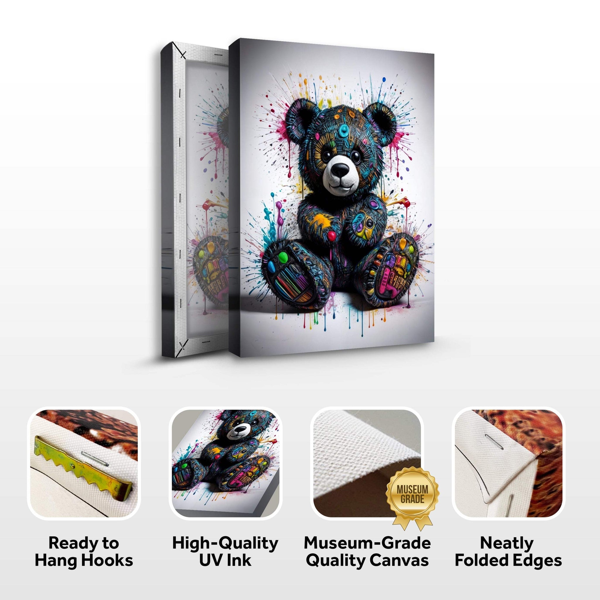 Cool Pop Teddy Wall Art - Tailored Canvases - Flyclothing LLC