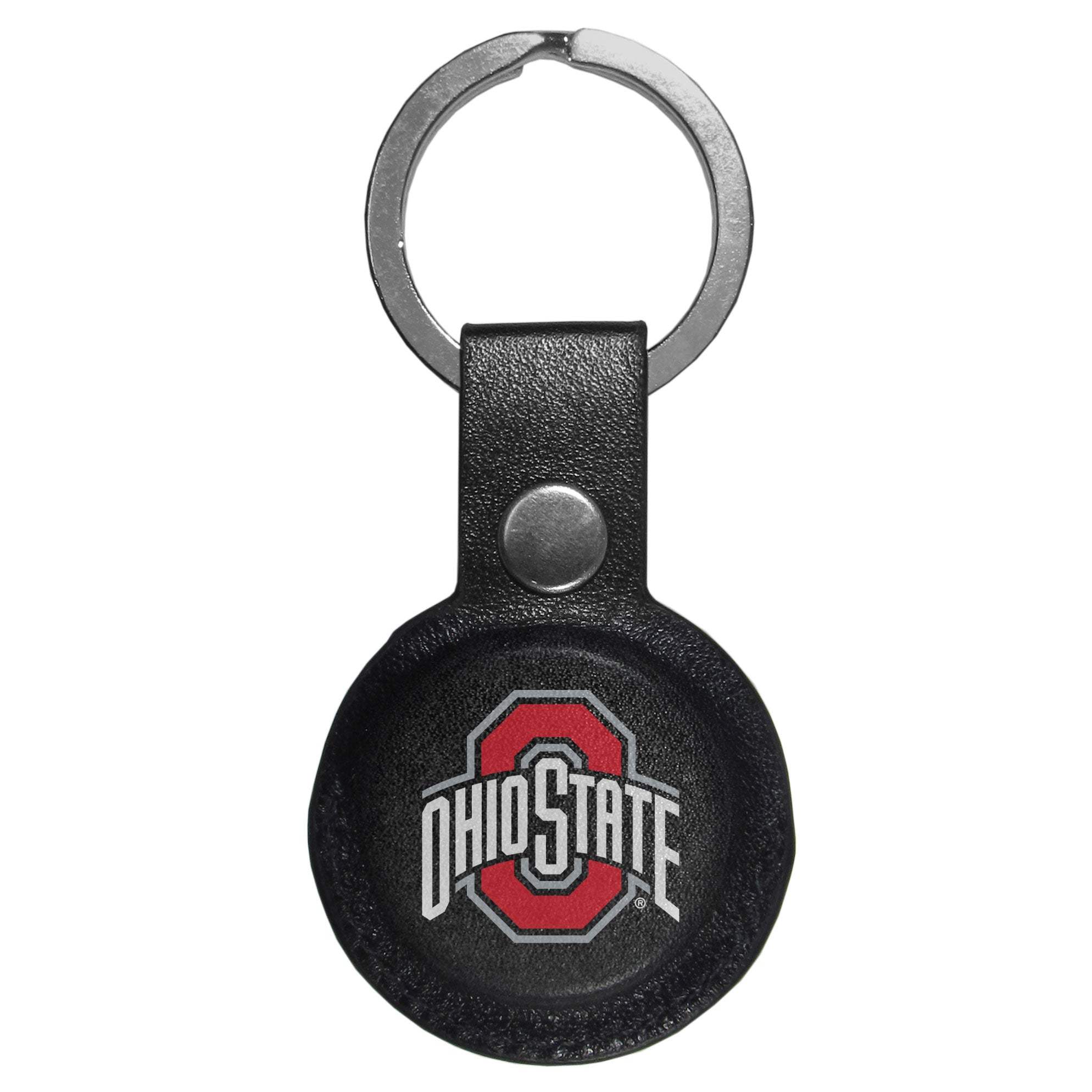 Ohio St. Buckeyes AirTag Compatible Leather Key Chain