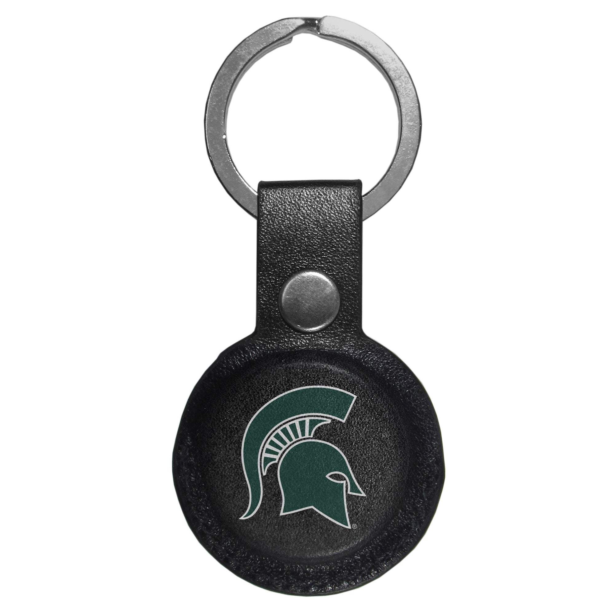 Michigan St. Spartans AirTag Compatible Leather Key Chain