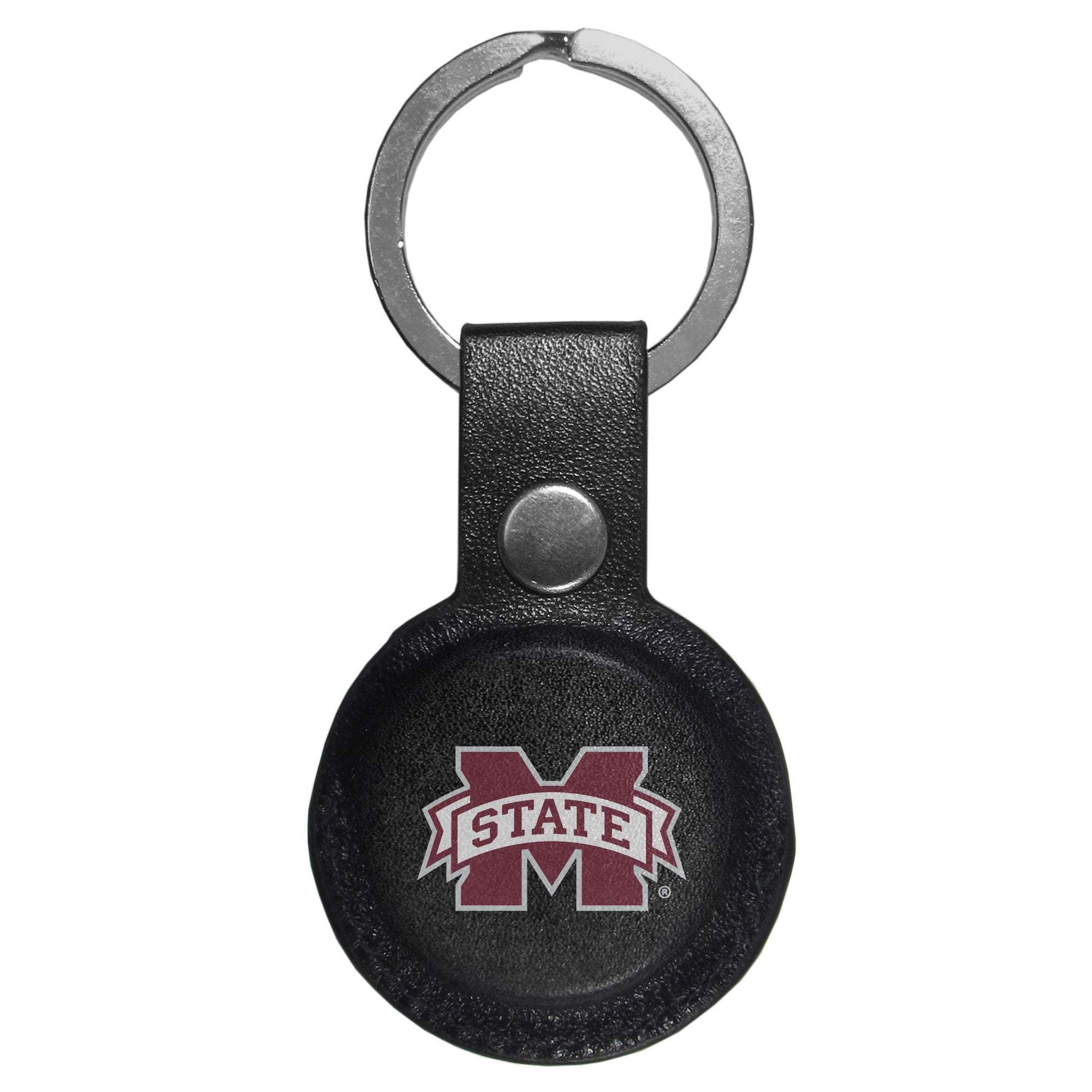 Mississippi St. Bulldogs AirTag Compatible Leather Key Chain