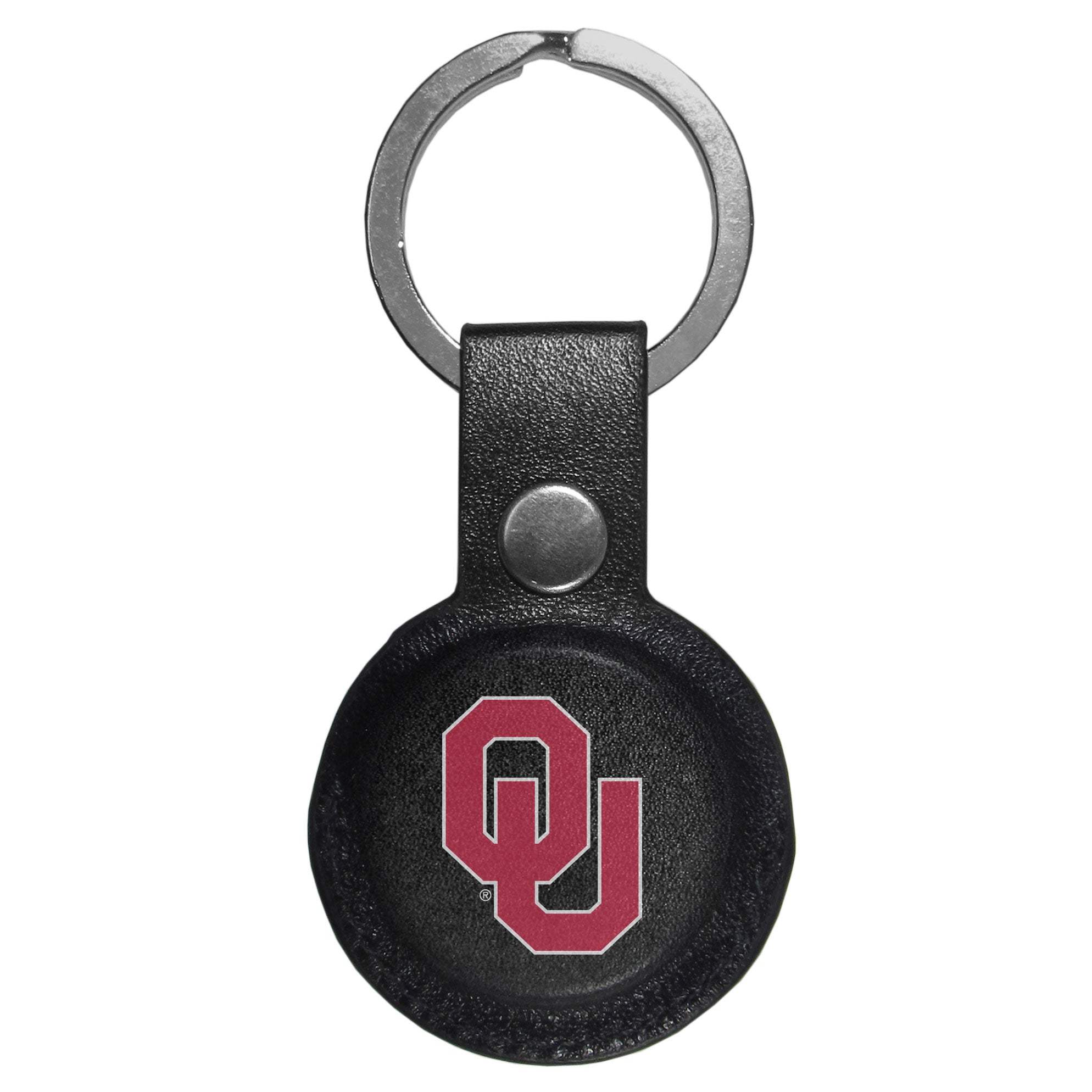 Oklahoma Sooners AirTag Compatible Leather Key Chain
