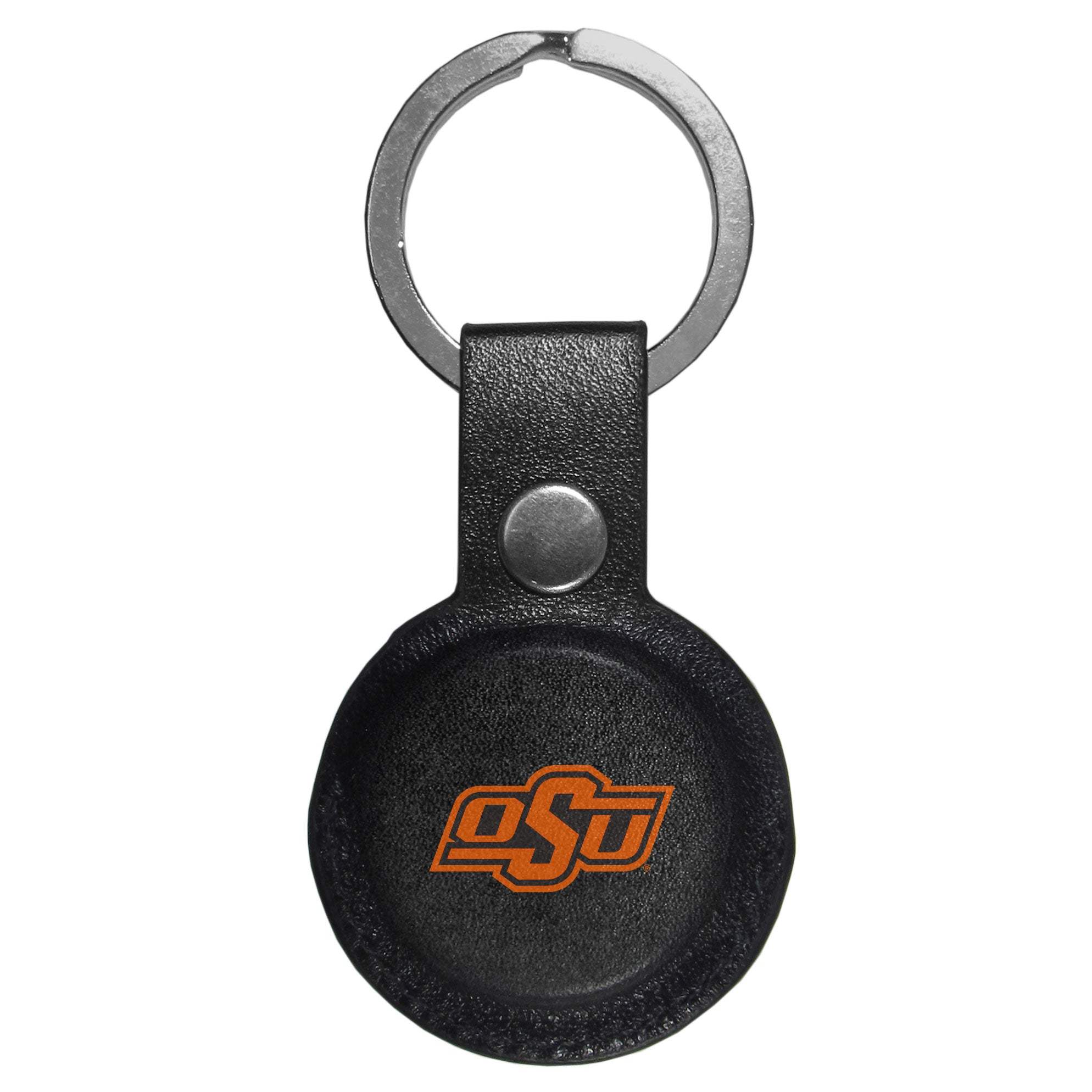 Oklahoma St. Cowboys AirTag Compatible Leather Key Chain