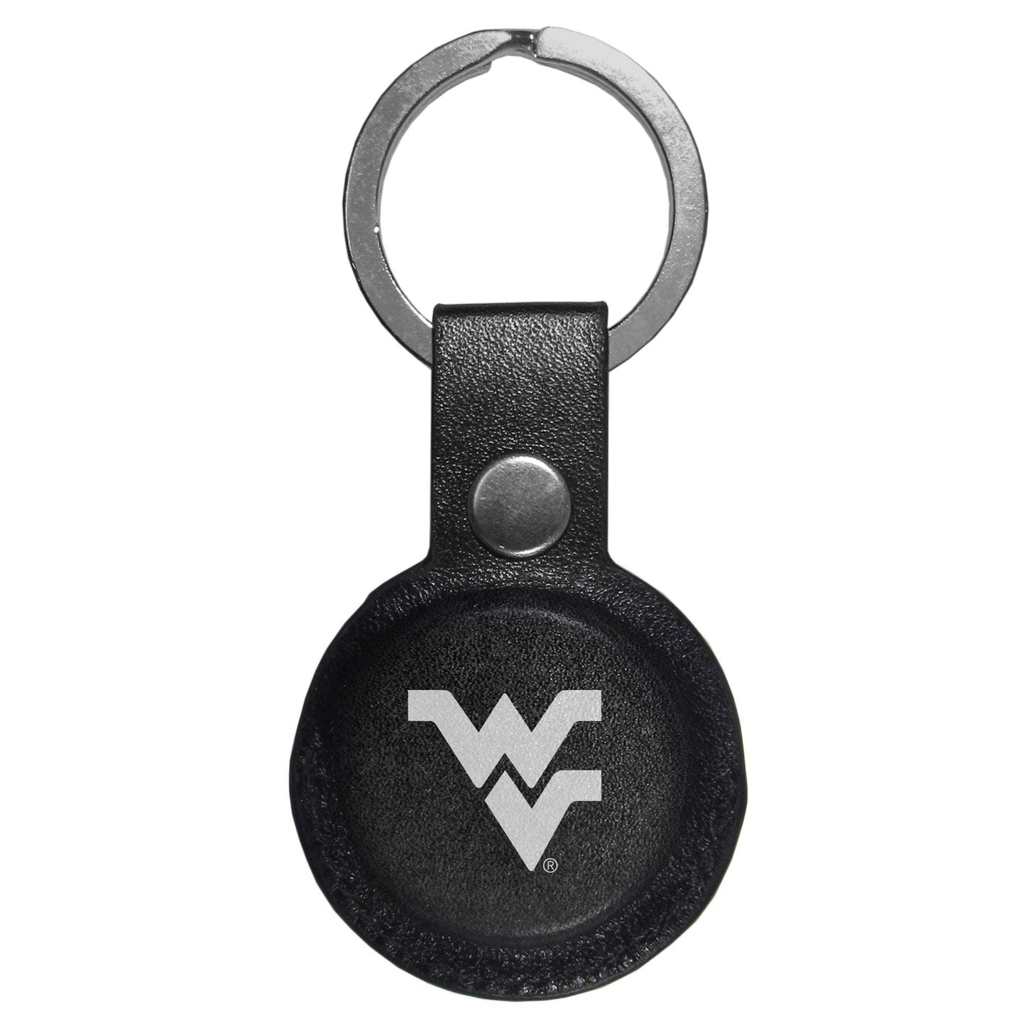 W. Virginia Mountaineers AirTag Compatible Leather Key Chain