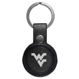 W. Virginia Mountaineers AirTag Compatible Leather Key Chain