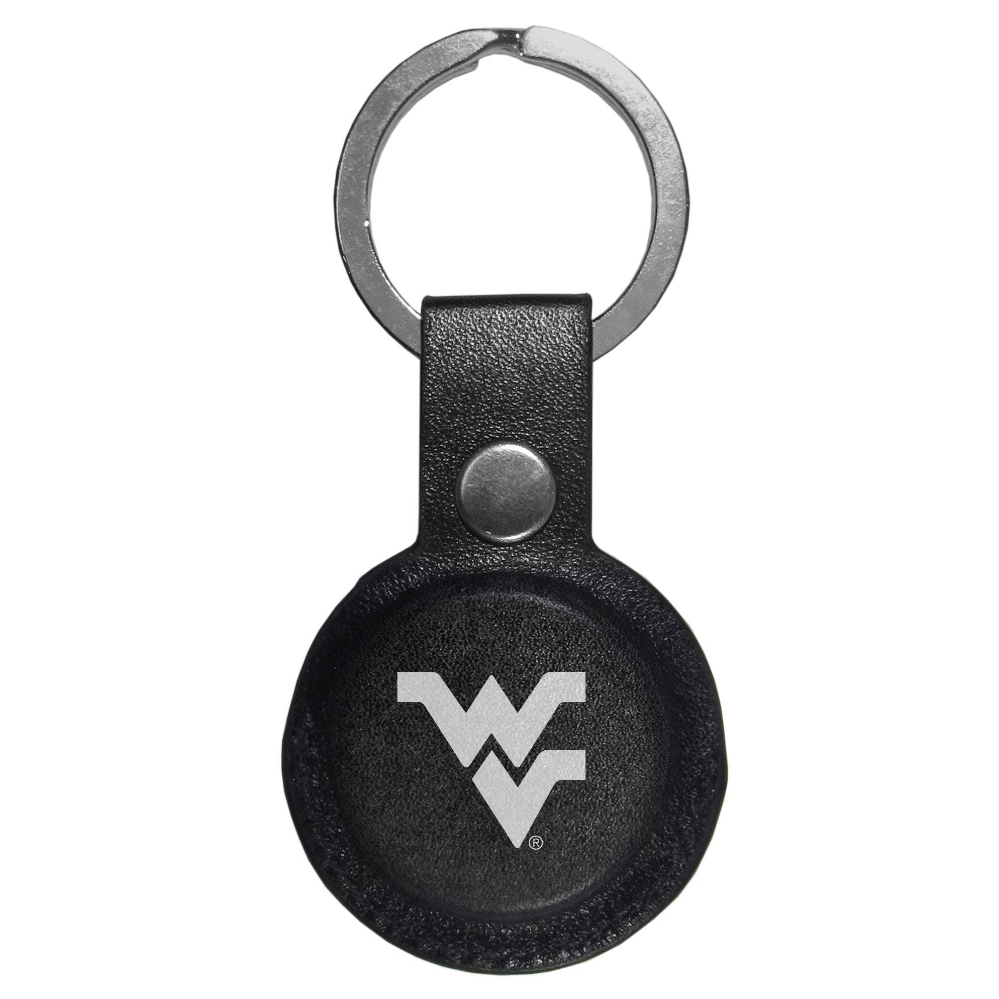 W. Virginia Mountaineers AirTag Compatible Leather Key Chain