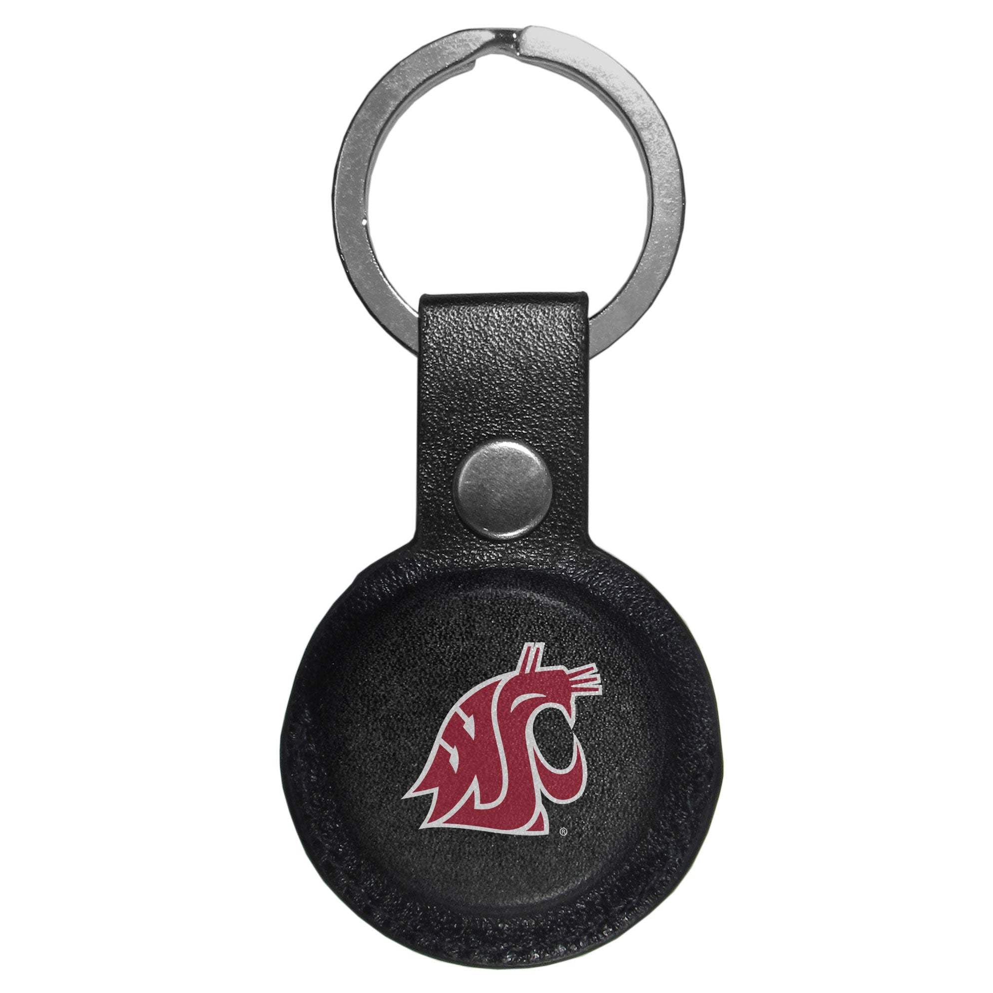 Washington St. Cougars AirTag Compatible Leather Key Chain