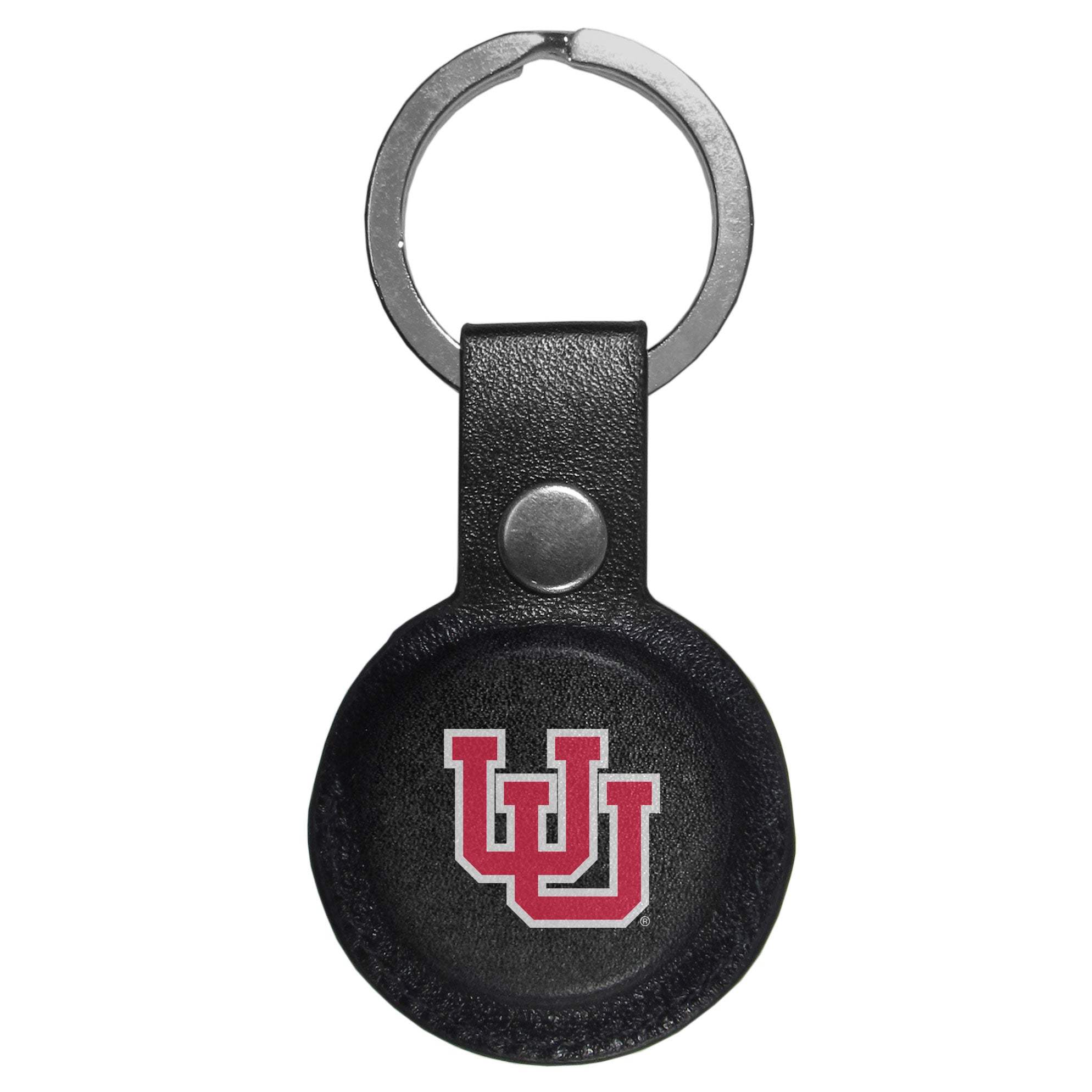 Utah Utes AirTag Compatible Leather Key Chain