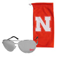 Nebraska Cornhuskers Aviator Sunglasses and Bag Set