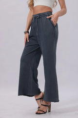 Acid Wash Wide-Leg Sweatpants – Relaxed Fit with Raw Hem - Boho Clothing and Accessories - Flyclothing LLC