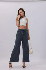 Acid Wash Wide-Leg Sweatpants – Relaxed Fit with Raw Hem - Boho Clothing and Accessories - Flyclothing LLC