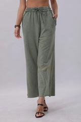 Acid Wash Wide-Leg Sweatpants – Relaxed Fit with Raw Hem - Boho Clothing and Accessories - Flyclothing LLC