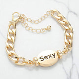 SEXY Metal Oval Message Charm Bracelet - Madeline Love - Flyclothing LLC