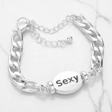 SEXY Metal Oval Message Charm Bracelet - Madeline Love - Flyclothing LLC