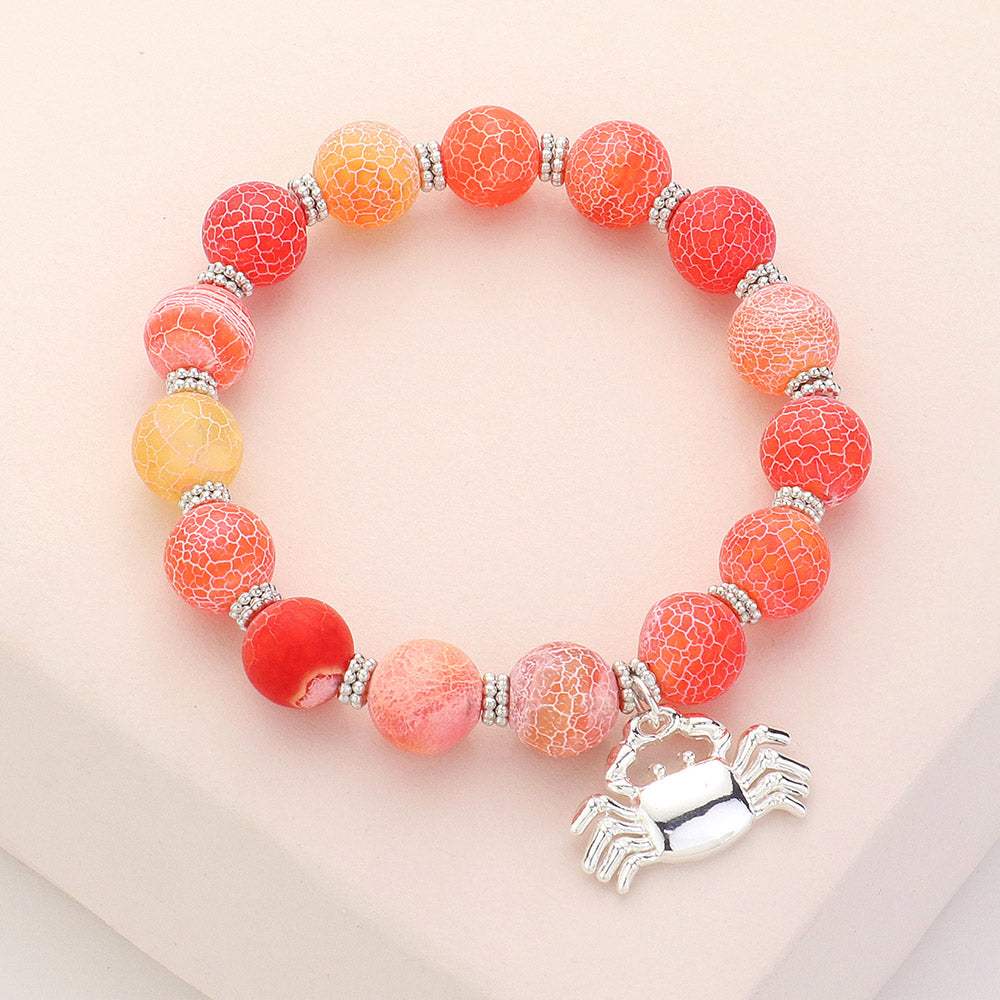Crab Charm Beaded Stretch Bracelet - Madeline Love - Flyclothing LLC