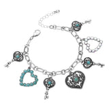 Western Heart Key Charm Station Bracelet - Madeline Love - Flyclothing LLC