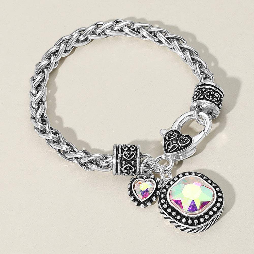 Square Heart Stone Charm Bracelet - Madeline Love - Flyclothing LLC