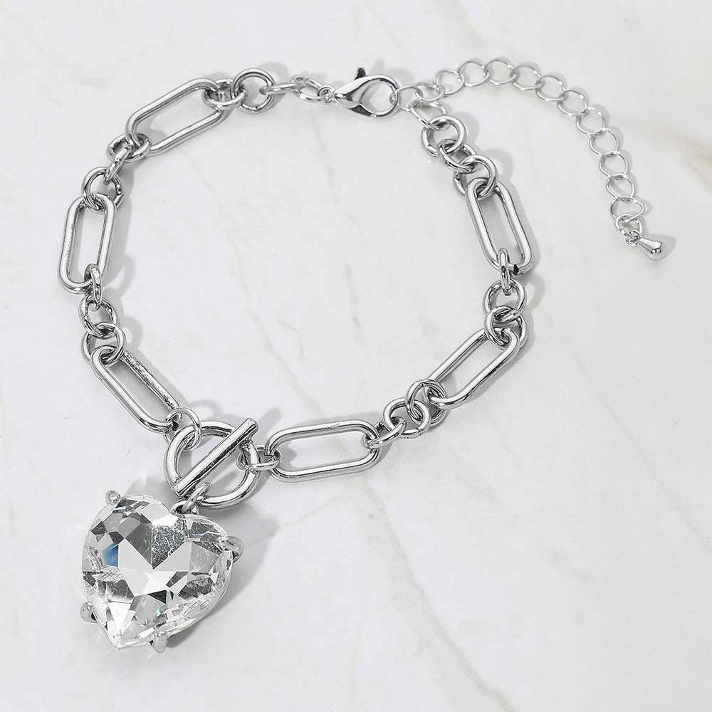 Chunky Heart Stone Cluster Toggle Charm Bracelet - Madeline Love - Flyclothing LLC