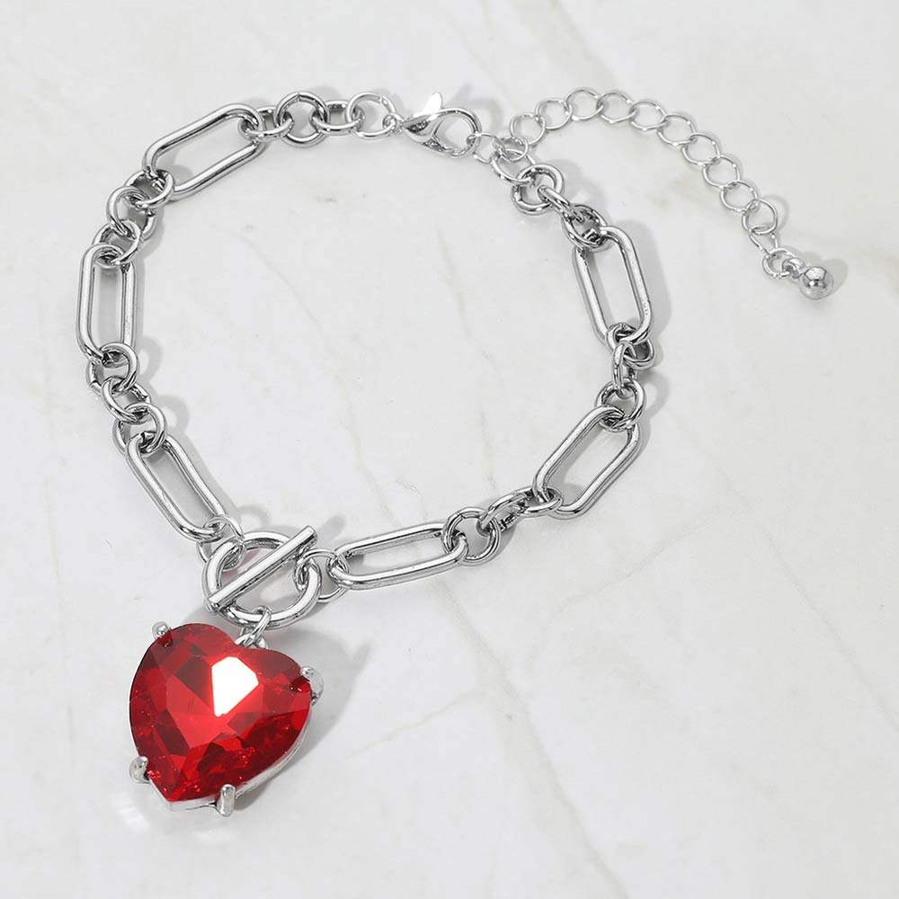 Chunky Heart Stone Cluster Toggle Charm Bracelet - Madeline Love - Flyclothing LLC