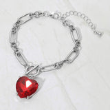 Chunky Heart Stone Cluster Toggle Charm Bracelet - Madeline Love - Flyclothing LLC