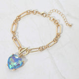 Chunky Heart Stone Cluster Toggle Charm Bracelet - Madeline Love - Flyclothing LLC
