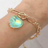 Chunky Heart Stone Cluster Toggle Charm Bracelet - Madeline Love - Flyclothing LLC
