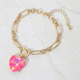 Chunky Heart Stone Cluster Toggle Charm Bracelet - Madeline Love - Flyclothing LLC