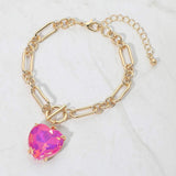 Chunky Heart Stone Cluster Toggle Charm Bracelet - Madeline Love - Flyclothing LLC