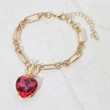 Chunky Heart Stone Cluster Toggle Charm Bracelet - Madeline Love - Flyclothing LLC