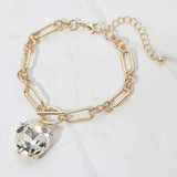 Chunky Heart Stone Cluster Toggle Charm Bracelet - Madeline Love - Flyclothing LLC