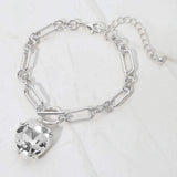 Chunky Heart Stone Cluster Toggle Charm Bracelet - Madeline Love - Flyclothing LLC