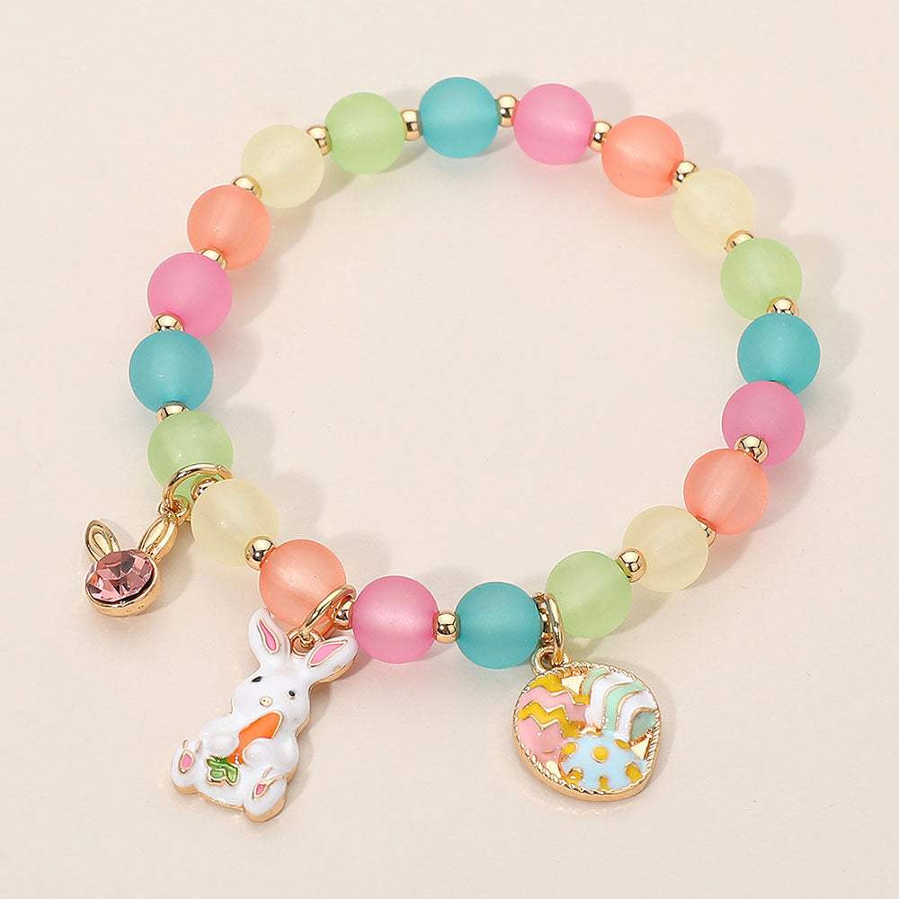 Easter Bunny Egg Basket Charm Beaded Stretch Bracelet - Madeline Love - Flyclothing LLC